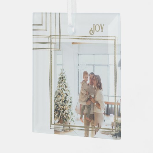 Golden Lijst Foto Kerst Gepersonaliseerd Glas Ornament (Voorkant links)
