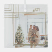 Golden Lijst Foto Kerst Gepersonaliseerd Glas Ornament (Voorkant)