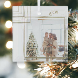 Golden Lijst Foto Kerst Gepersonaliseerd Glas Ornament