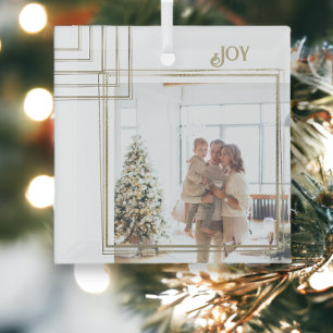 Golden Lijst Foto Kerst Gepersonaliseerd Glas Ornament