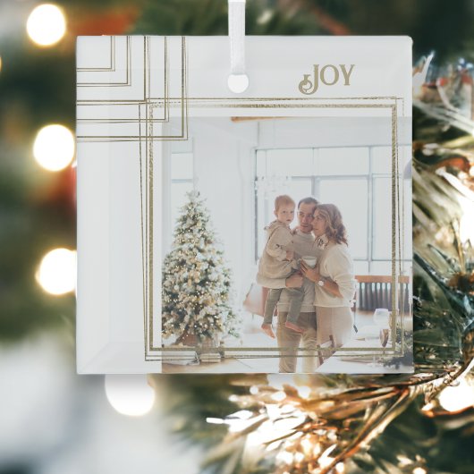 Golden Lijst Foto Kerst Gepersonaliseerd Glas Ornament