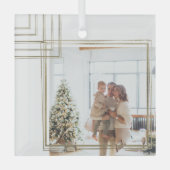 Golden Lijst Foto Kerst Gepersonaliseerd Glas Ornament (Voorkant)
