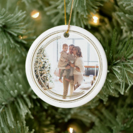 Golden Lijst Foto Kerst Gepersonaliseerd Keramisch Ornament