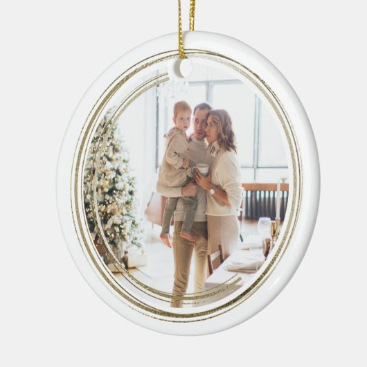 Golden Lijst Foto Kerst Gepersonaliseerd Keramisch Ornament (Links)