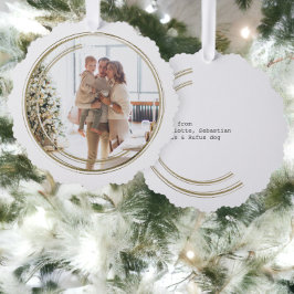Golden Lijst Foto Kerst Gepersonaliseerd Ornament Kaart