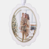 Golden Lijst Foto Kerst Gepersonaliseerd Ornament Kaart (Links)