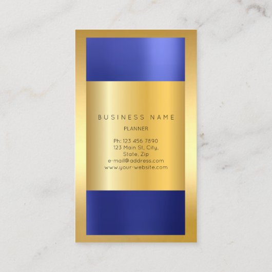 Golden Lijst Kobalt Metallic Indigo Blue Vertical Visitekaartje (Achterkant)