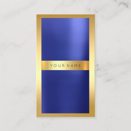 Golden Lijst Kobalt Metallic Indigo Blue Vertical Visitekaartje (Voorkant)