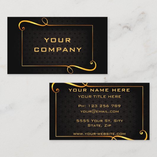 Golden Lijst Luxe Gold-tekst zwart-wit Visitekaartje (Voorkant / Achterkant)