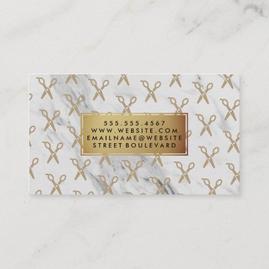Golden Lijst Marble Stylist Shears Visitekaartje (Achterkant)
