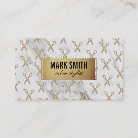 Golden Lijst Marble Stylist Shears Visitekaartje (Voorkant)