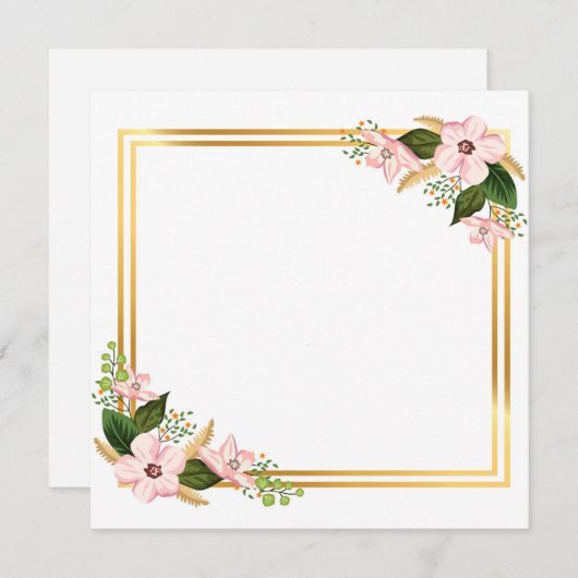 Golden Lijst met bloemen op diagonalen Feestdagenkaart (Voorkant / Achterkant)