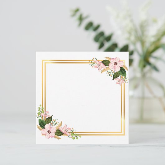 Golden Lijst met bloemen op diagonalen Feestdagenkaart (Staand voorkant)