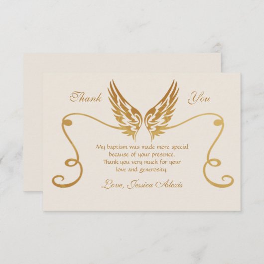 Golden Lijst met Wings Hartelijk dank Bedankkaart (Voorkant / Achterkant)