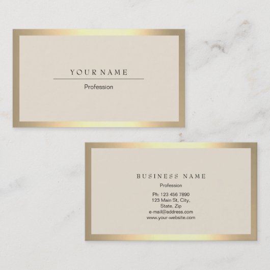 Golden Lijst Minimale Ivory Metallic Visitekaartje (Voorkant / Achterkant)