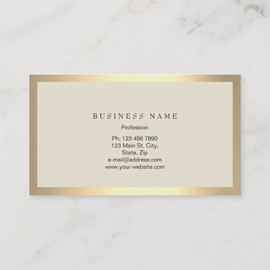 Golden Lijst Minimale Ivory Metallic Visitekaartje (Achterkant)