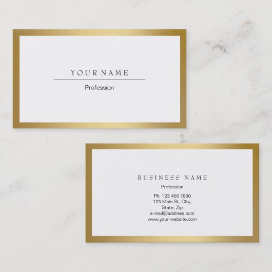 Golden Lijst Minimale witte metalen Visitekaartje (Voorkant / Achterkant)