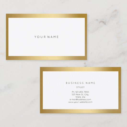 Golden Lijst Minimale witte metalen Visitekaartje (Voorkant / Achterkant)