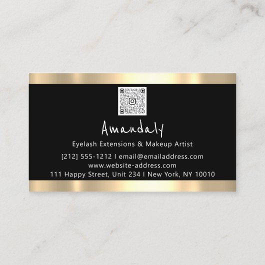 Golden Lijst Mode Boutique Shop Black QRCODE Visitekaartje (Achterkant)