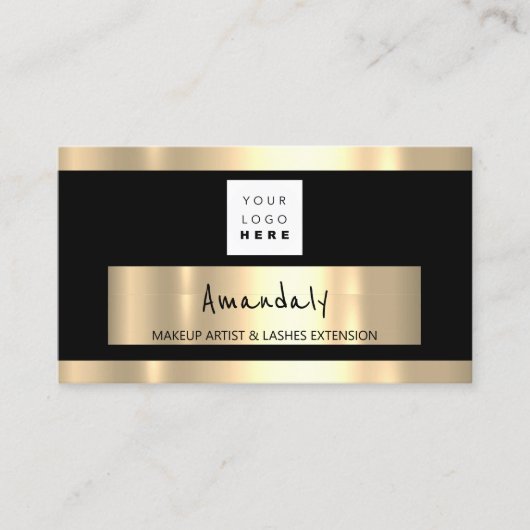 Golden Lijst Mode Boutique Shop Black QRCODE Visitekaartje (Voorkant)