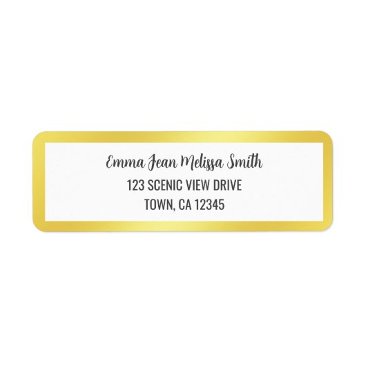 Golden Lijst Modern Elegant Glamoureus Goud Chic Etiket (Voorkant)