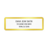 Golden Lijst Modern Elegant Glamoureus Goud Chic Etiket (Voorkant)