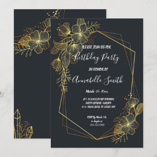 Golden Lijst Navy back Birthday Party Kaart