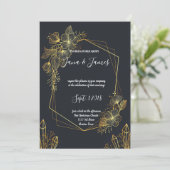 Golden Lijst Navy-bruiloft Kaart (Staand voorkant)