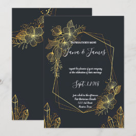 Golden Lijst Navy-bruiloft Kaart