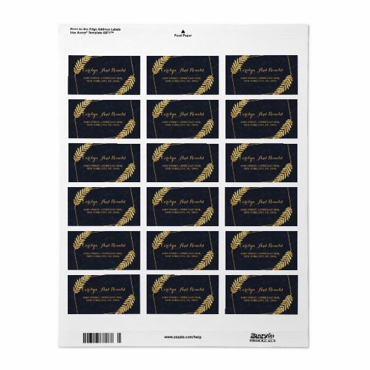 Golden Lijst Navy terug Etiket (Full Sheet)