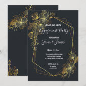 Golden Lijst Navy terug Verloving Kaart (Voorkant / Achterkant)