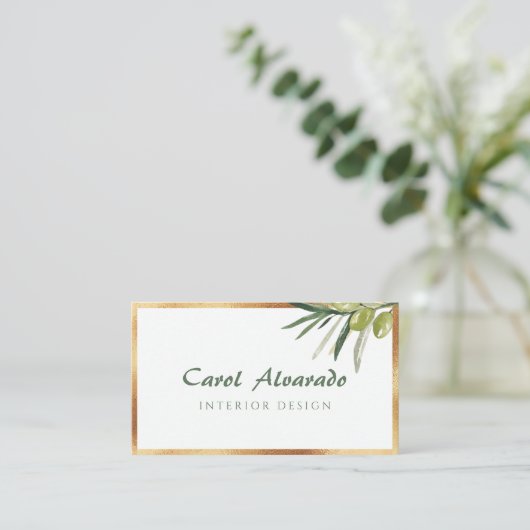 Golden Lijst Olive Branch Visitekaartje (Staand voorkant)