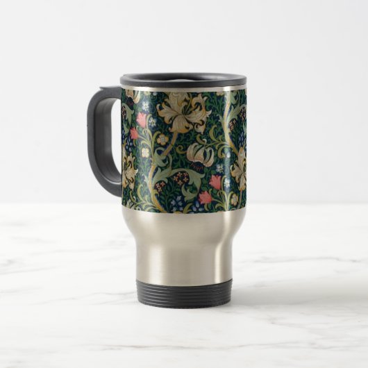 Golden Lilies Travel Mug Reisbeker (Voorkant links)