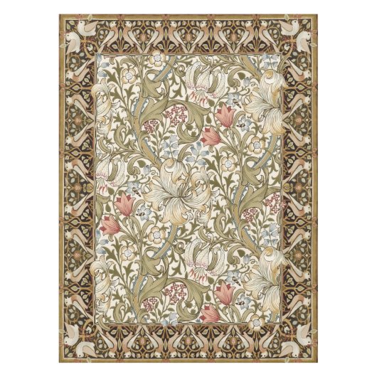 Golden Lilies Vogels William Morris Patroon Tafelkleed (Voorkant)