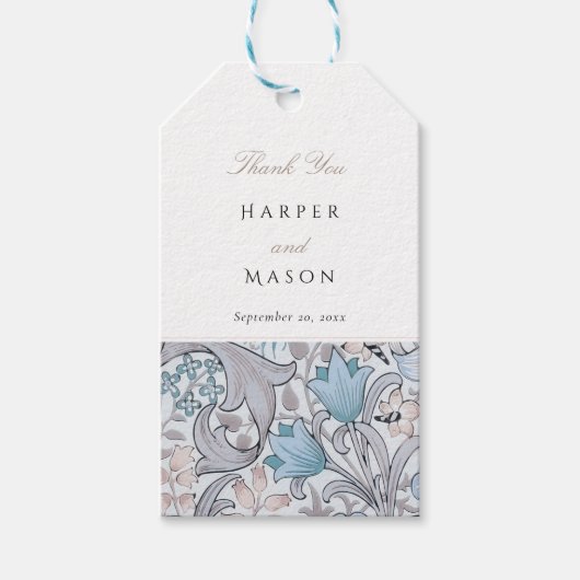 Golden Lilies William Morris Bruiloft Cadeaulabel (Voorkant)