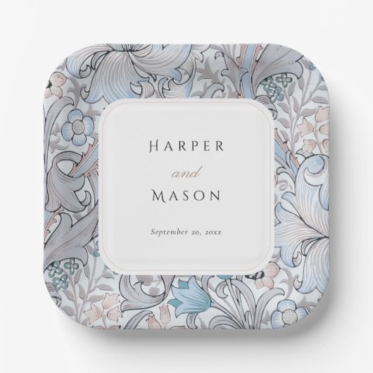  Golden Lilies William Morris Bruiloft Papieren Bordje (Voorkant)