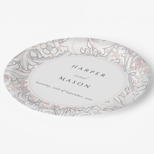  Golden Lilies William Morris Bruiloft Papieren Bordje (Gekanteld)