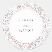 Golden Lilies William Morris Bruiloft Ronde Sticker (Voorkant)