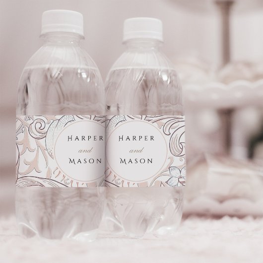 Golden Lilies William Morris Bruiloft Waterfles Etiket