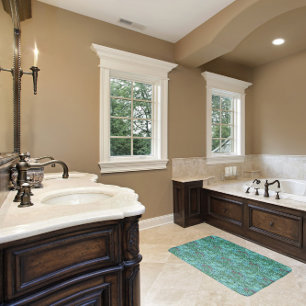 Golden Lily  Bloemen Blauw Roze Groen Badmat