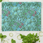 Golden Lily  Bloemen Blauw Roze Groen Theedoek (Gevouwen)