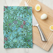 Golden Lily  Bloemen Blauw Roze Groen Theedoek (Quarter Fold)