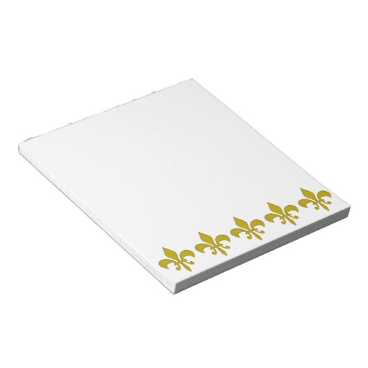 Golden Lily Border + jouw tekst & background Notitieblok (Schuin)