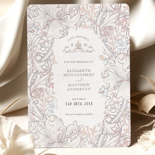Golden Lily Elegance William Morris Save the Date Kaart