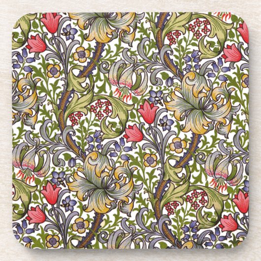 Golden Lily Floral Pattern William Morris Bier Onderzetter (Voorkant)