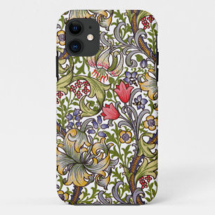 Golden Lily  Floral Pattern William Morris iPhone 11 Hoesje