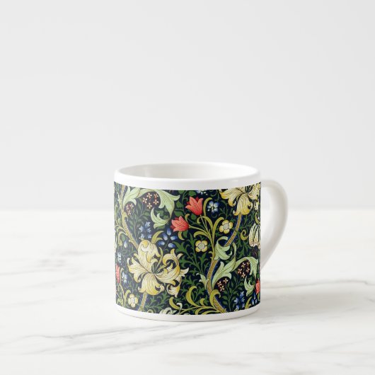 Golden Lily  Floral Pattern William Morris Espresso Kop (Voorkant rechts)