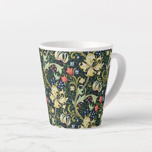 Golden Lily  Floral Pattern William Morris Latte Mok (Rechterhoek)