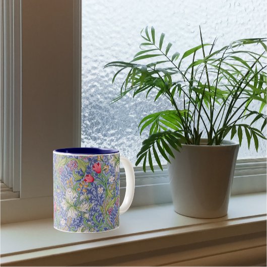 Golden Lily Floral Pattern William Morris Tweekleurige Koffiemok