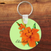 Golden Lily Flower sleutelhanger met naam (Voorkant)